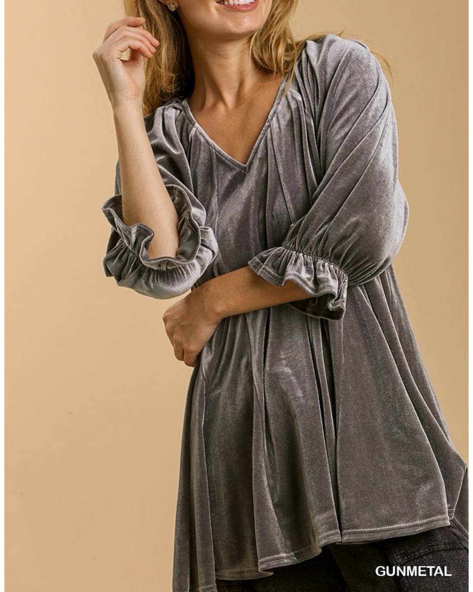 Velvet Swing Tunic in Gunmetal Gray Small (2-6)