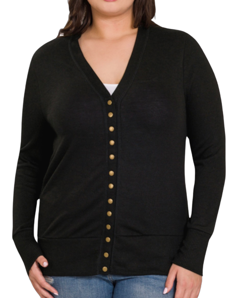 Snappy Dresser Knit Cardigan Sweater in Black