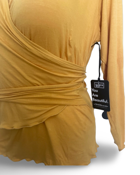 It’s a Cinch Wrap Style Top in Marigold