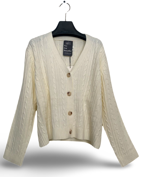 Tripping Cable Knit Cardigan in Ivory