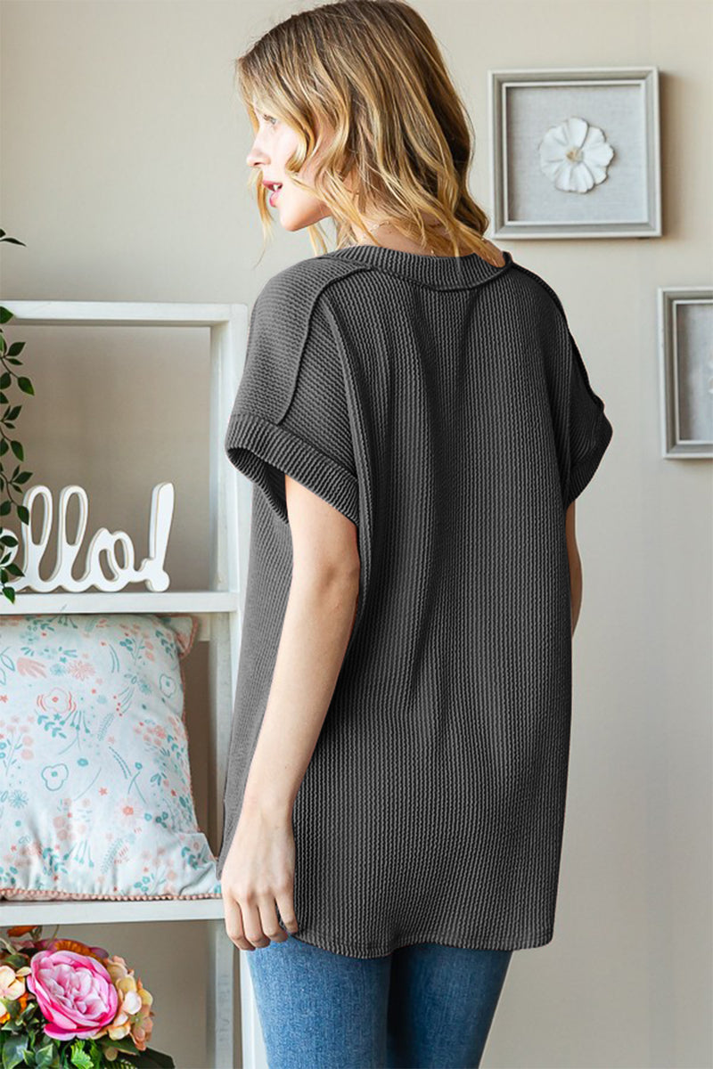 ★andar★ Fresh ribbed wrap style short sleeve 41_55db60ca-e474-469c-a92c-