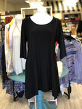 Peek-a-boo Tunic Dress with Reverse Keyhole Neckline in Black