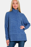 Oversized Brushed Melange Hacci Turtleneck Sweater