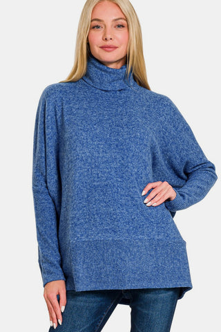 Oversized Brushed Melange Hacci Turtleneck Sweater