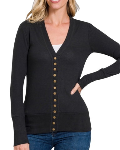 Snappy Dresser Knit Cardigan Sweater in Black