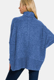 Oversized Brushed Melange Hacci Turtleneck Sweater