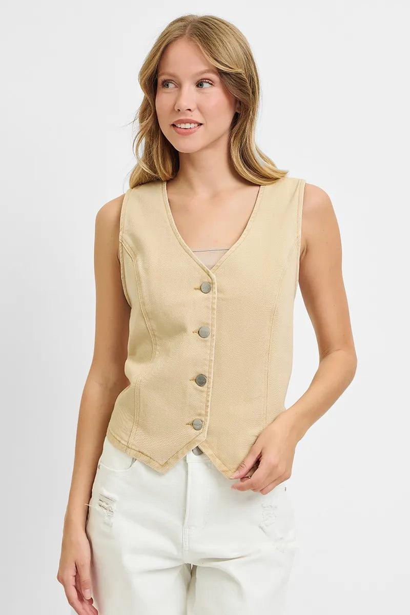 RISEN Full Size V Neck Button Down Vest Plus Size – Jill Alexander
