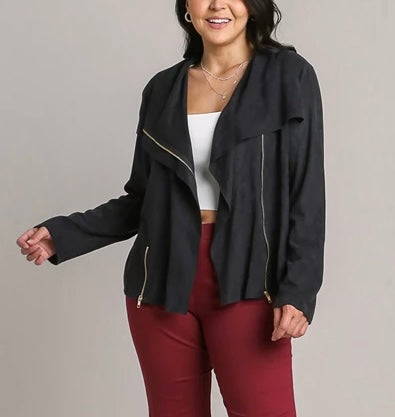 Let’s Go for a Spin Moto Jacket in Faux Black Suede