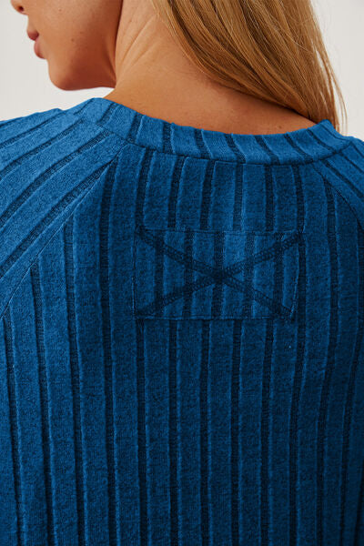 Ribbed Thumbhole Sleeve Lightweight Sweater in Various Colors