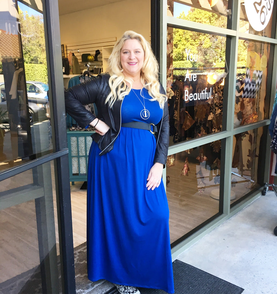 Royal blue casual maxi dress sales