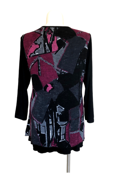 Peel Away My Layers Mesh Overlay Top in Geometric Magenta