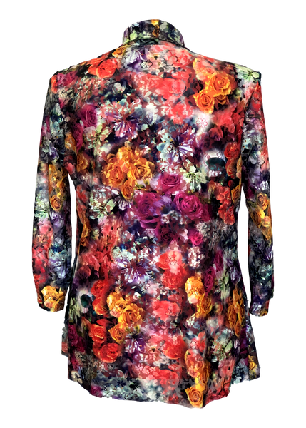 bright floral print stretch lace jacket for missy and plus size women