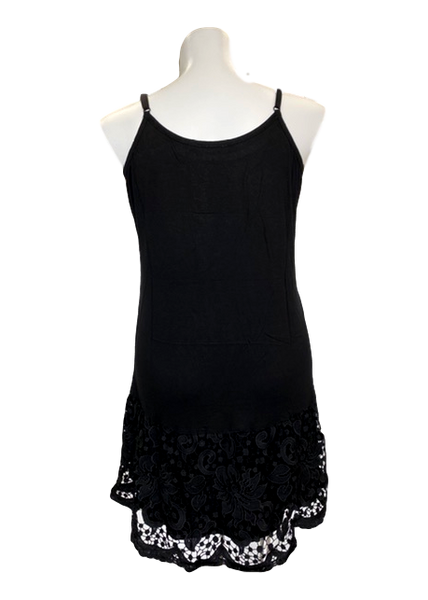 Laced Extender Tunic Slip Dress in Black