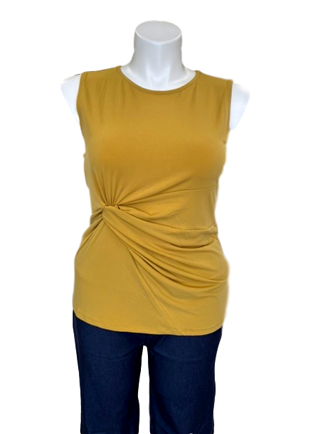 Knot Front Sleeveless Top in Gold