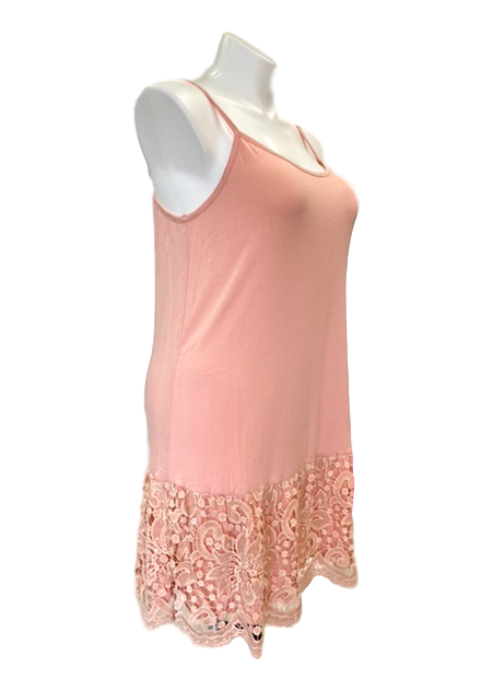 Laced Extender Tunic Slip Dress in Blush