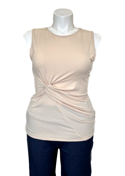 Knot Front Sleeveless Top in Beige