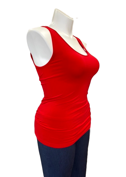 Scoop Neck Seamless Smoothing Tank in Red
