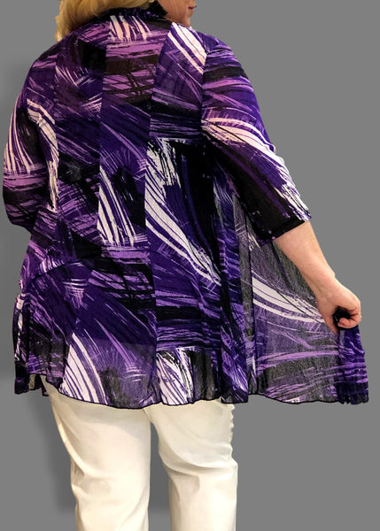 Mesh Flared Duster in Purple and Violet