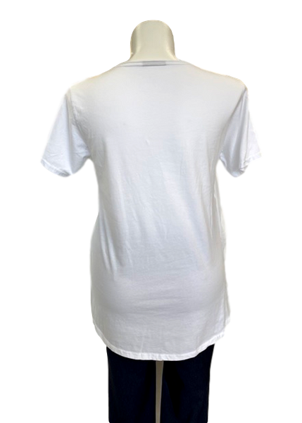 Short Sleeved Viscose and Silk Handkerchief Hem Top in White