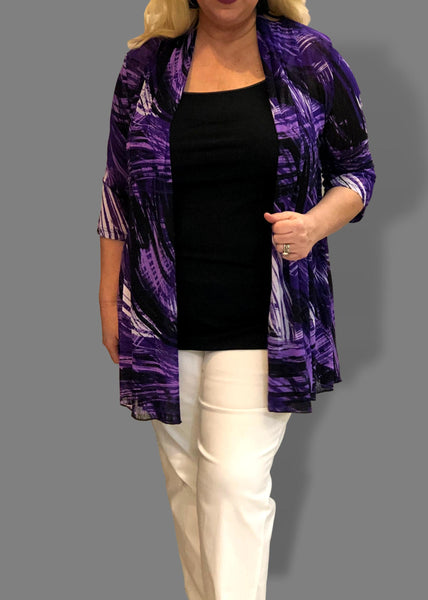 Mesh Flared Duster in Purple and Violet