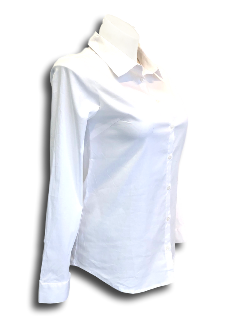 White long sleeve outlet blouse with collar