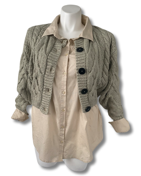 Still Standing Knit Cropped Cardigan in Sage Green
