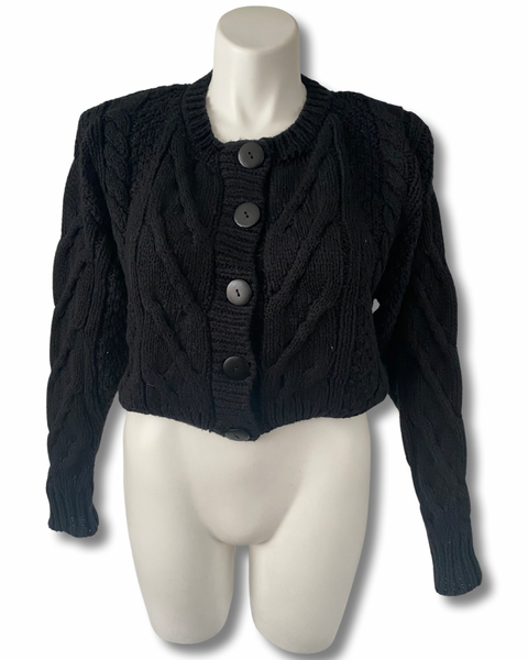 Still Standing Knit Cropped Cardigan in Black