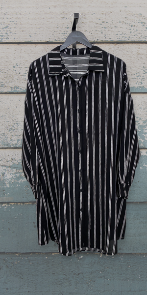 Two Way Street Striped Shacket Shirt Dress