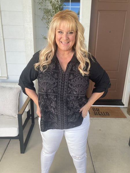 Midnight Dream Embroidered Tunic Top