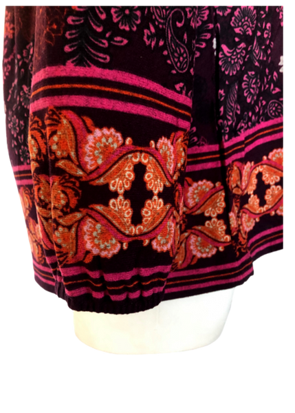 Peace on Earth Embroidered Top in Plum and Magenta