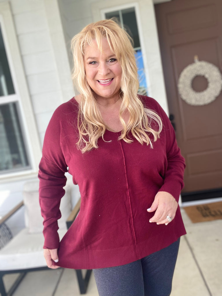 Plus size burgundy sales sweater
