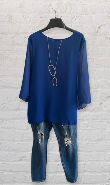 Sheerly You Jest Tunic in Blue