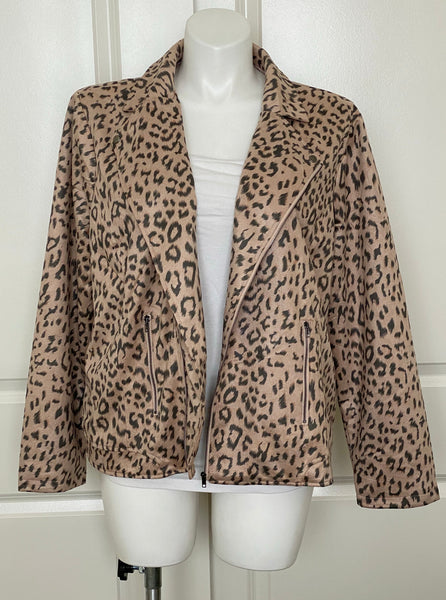 Plus size leopard moto jacket on sale
