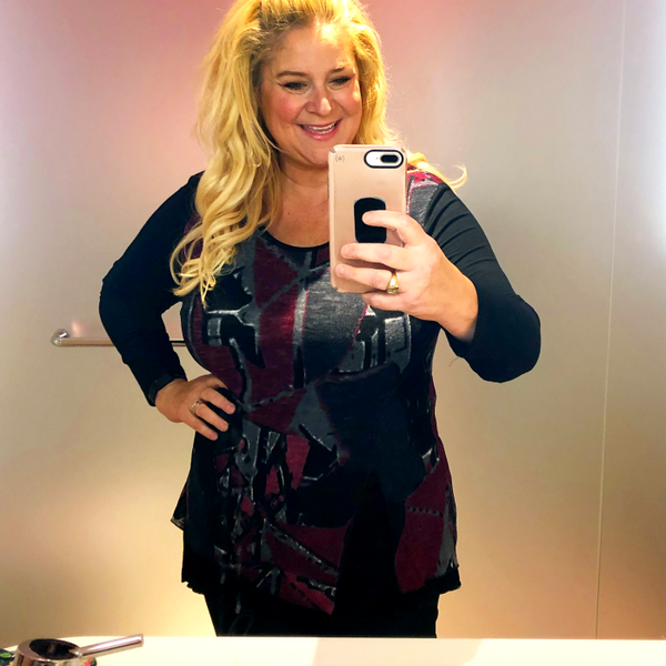 Peel Away My Layers Mesh Overlay Top in Geometric Magenta