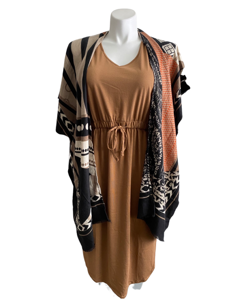 Summer Safari Sleeveless Dress in Camel
