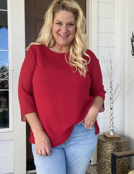 Sheerly You Jest Tunic in Red