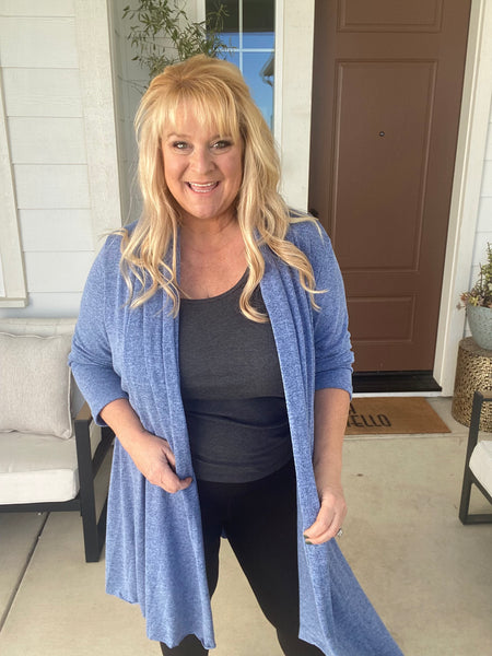 How ‘Bout a Spin Flared Cardigan Sweater in Blue