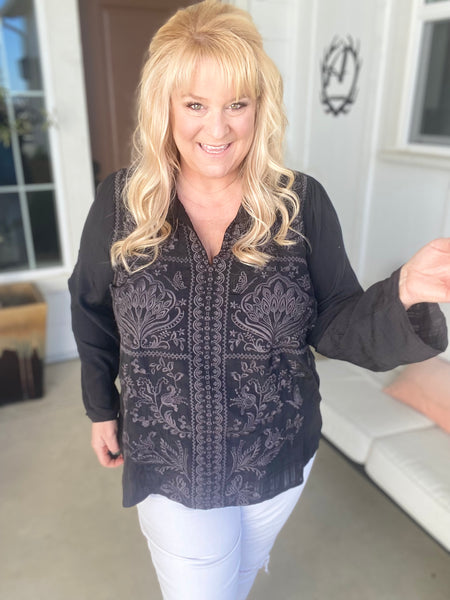 Midnight Dream Embroidered Tunic Top