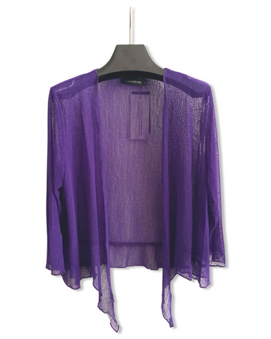 Mesh Tie Front Cropped Jacket in Violet