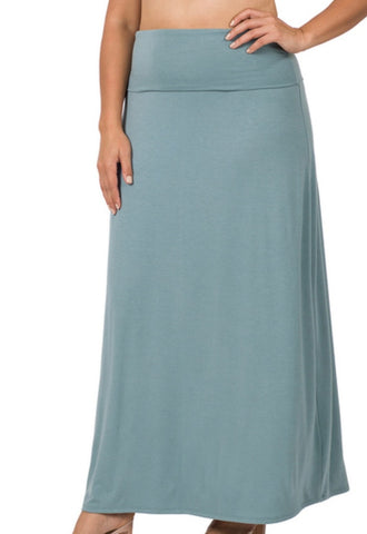 Simple jersey fold over maxi skirt.
