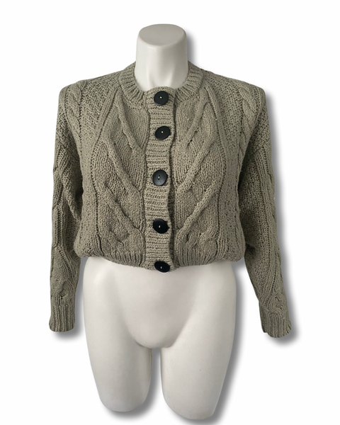 Still Standing Knit Cropped Cardigan in Sage Green