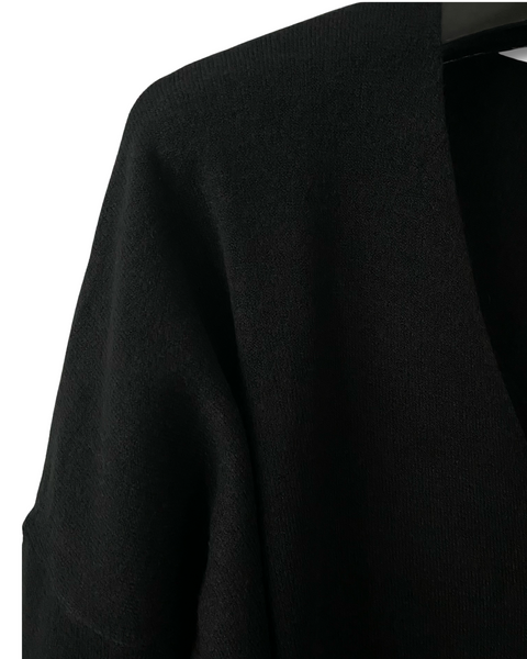 V-Neck Center Seam Viscose Sweater Black