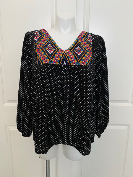Summer Days Babydoll Top in Black and White Polka Dot